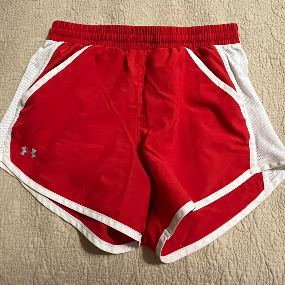 Under Armour Red and White Sports Shorts